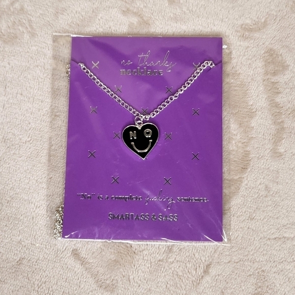 No Smiley Face Heart Necklace 18" + 2" Extender Silver Tone - Picture 6 of 6